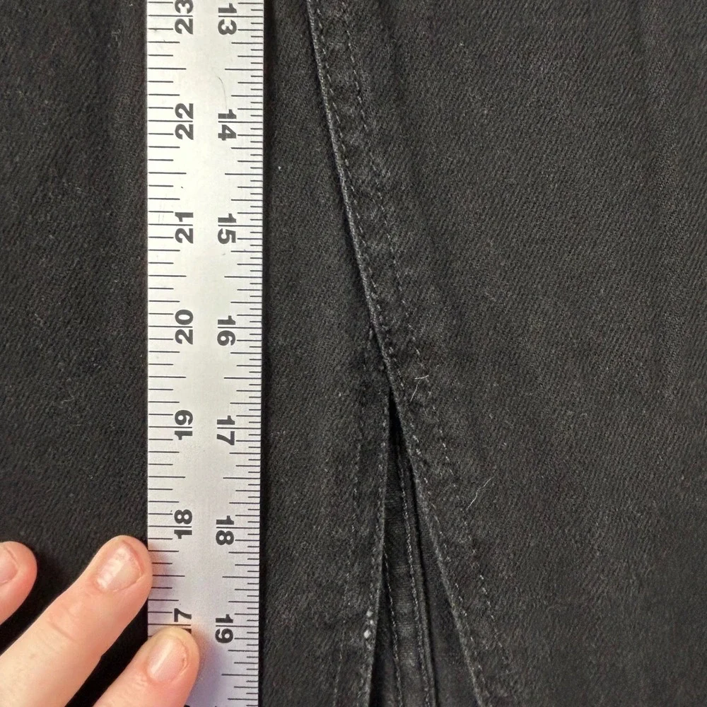 Lucky Brand Womens Black Denim Maxi Skirt Front Slit Size 8/29 NWT